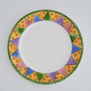 Sango The Sweet Shoppe Marzipan Dinner Plate, Sue Zipkin Colorful Geometric